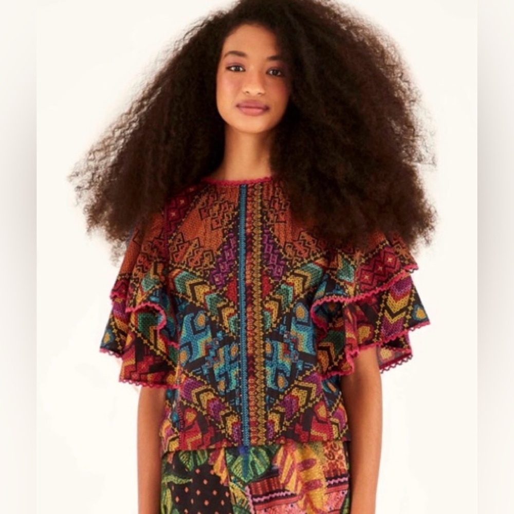 Farm Rio Yawanawa Stripes Top